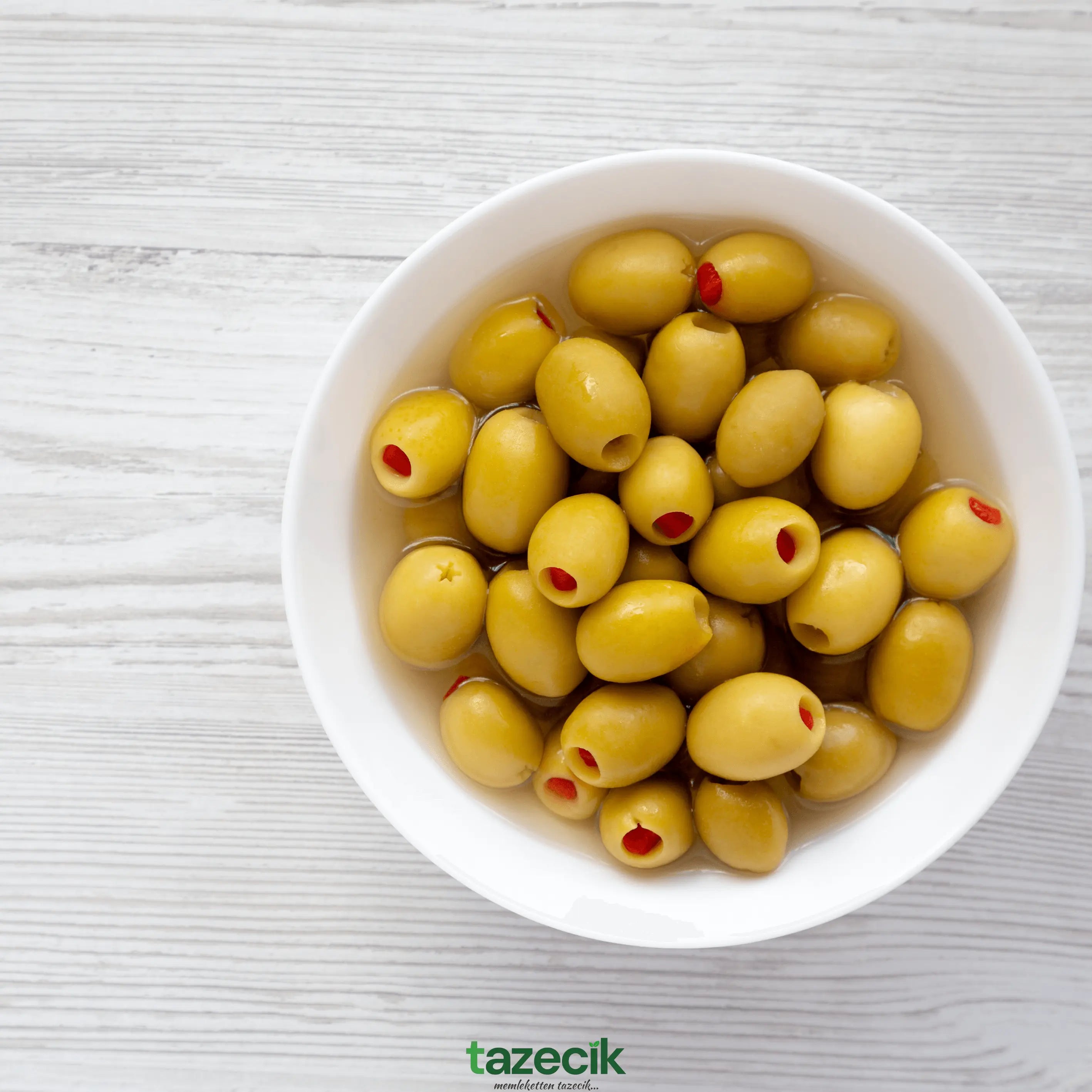 Biberli Yeşil Zeytin - 700g (c) Tazecik
