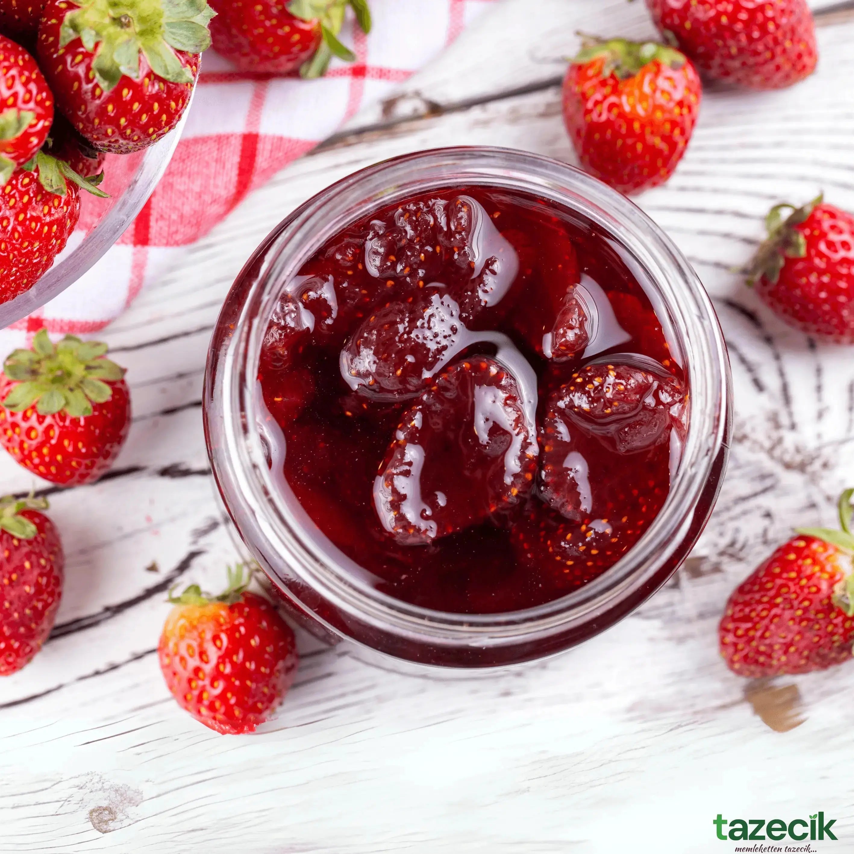 Çilek Reçeli -  Katkısız ve Şekersiz Doğal El Yapimi - 750g (c) Tazecik