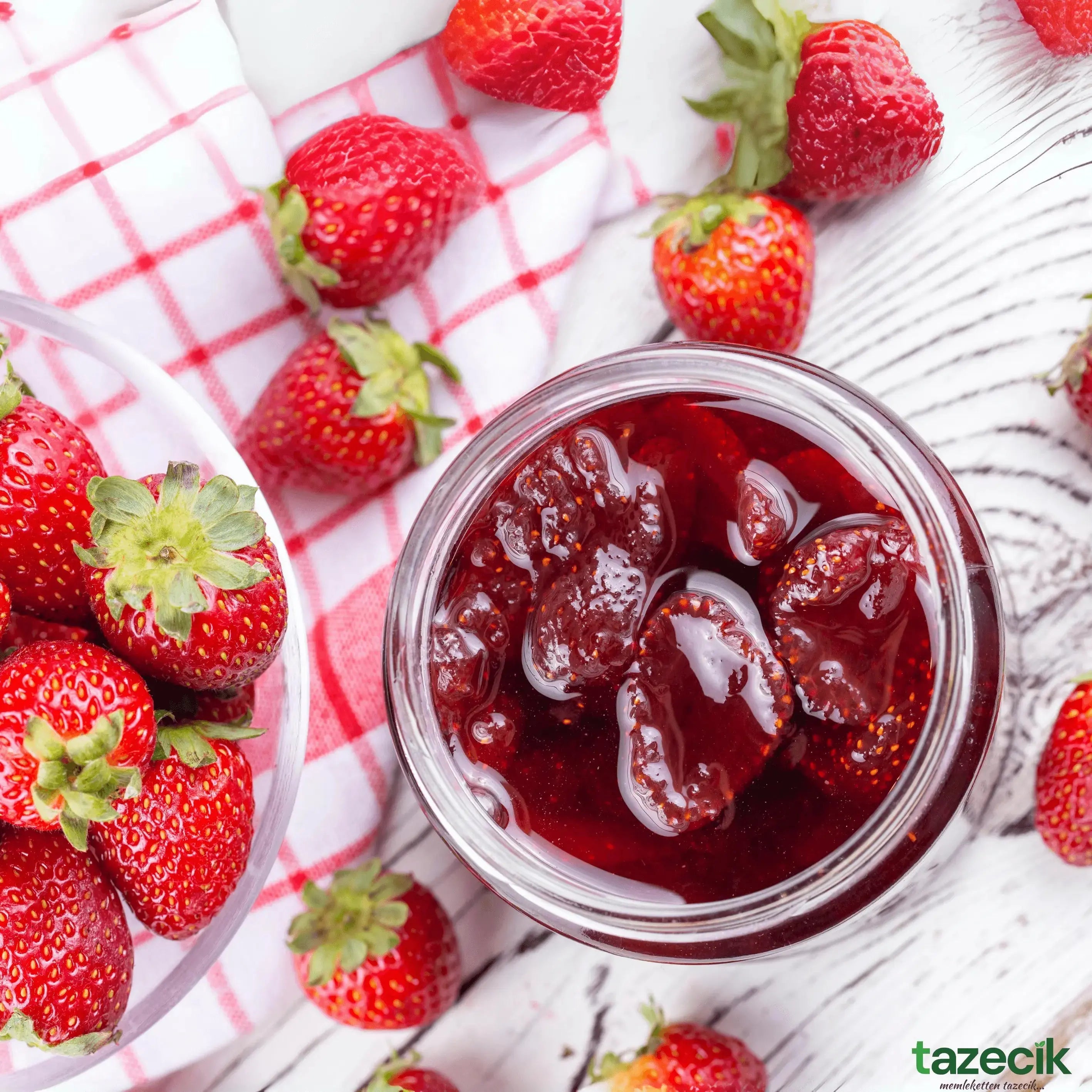 Çilek Reçeli -  Katkısız ve Şekersiz Doğal El Yapimi - 750g (c) Tazecik