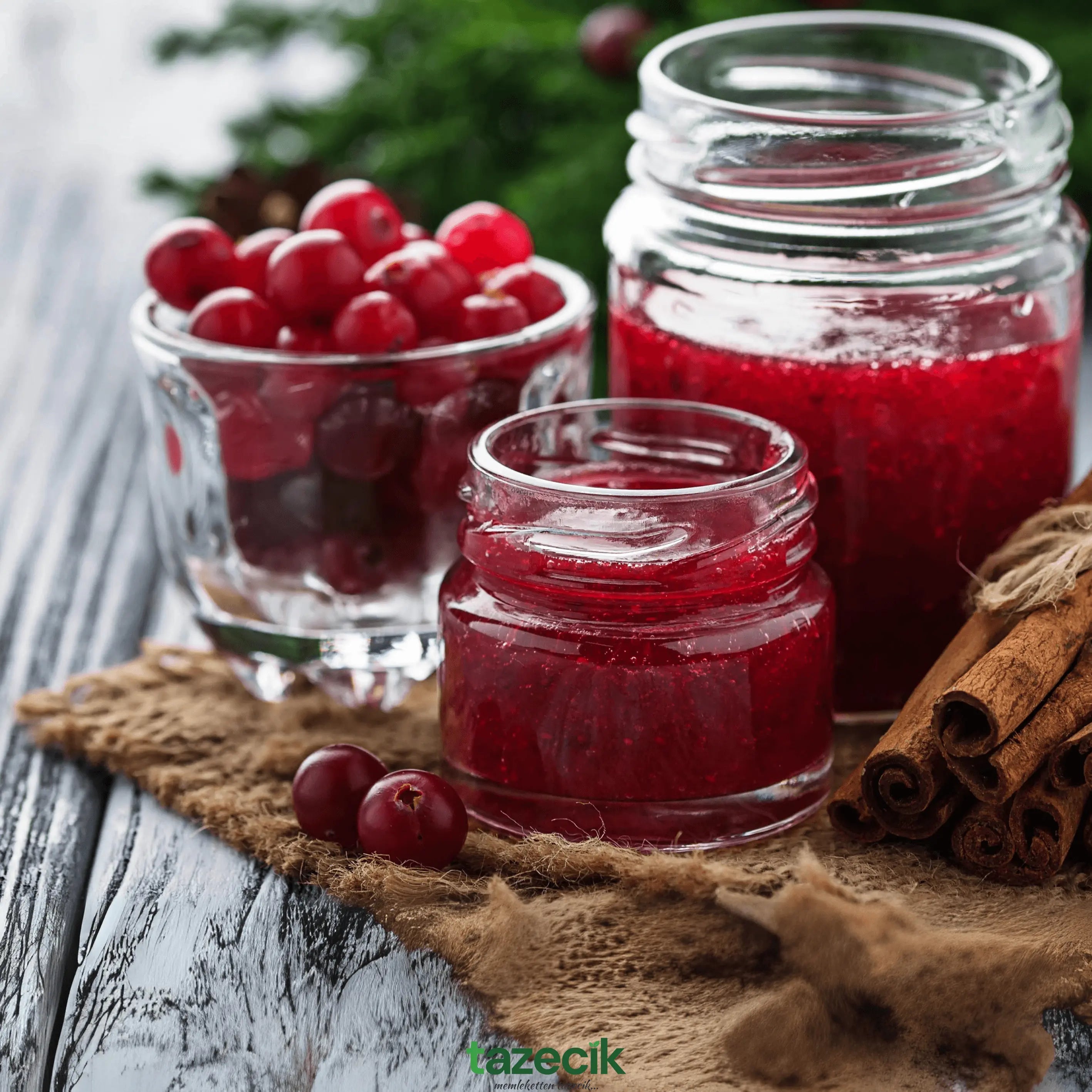 Kızılcık Marmelatı (Reçeli) - El Yapımı, Doğal - 700gr Tazecik
