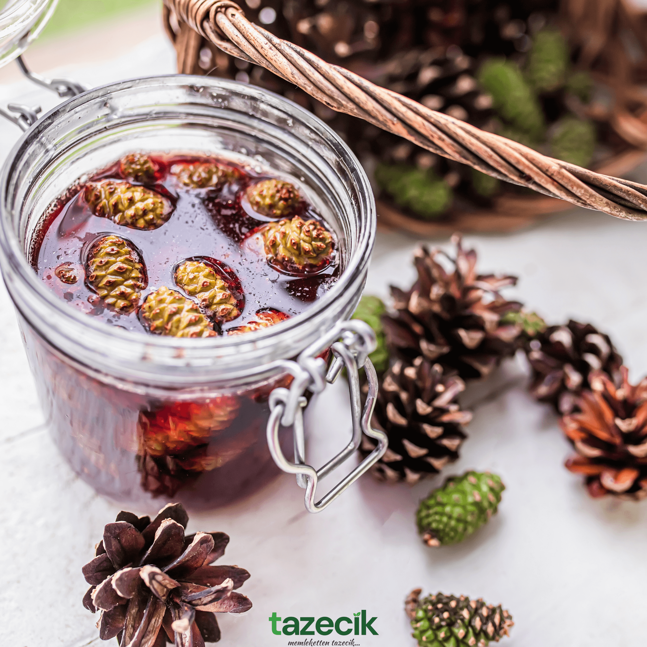 Şekersiz Kozalak Şurubu (Bütün Kozalaklı) - 750 ml Tazecik